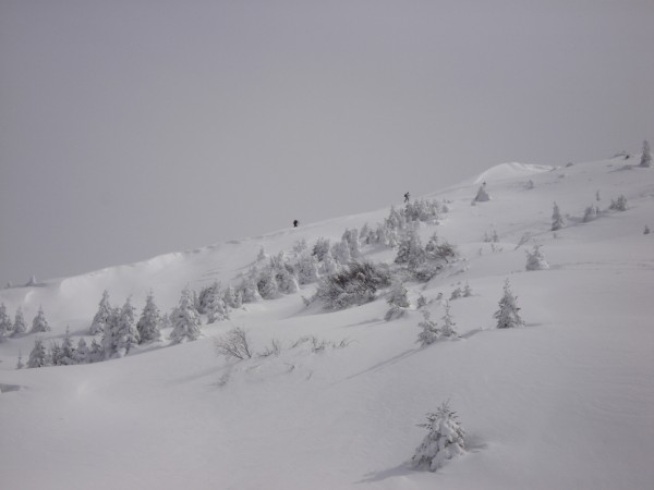 l'arrête sommitale de La Berte : Certaines personnes en sont à leurs derniers pas avant d'arriver au sommet !