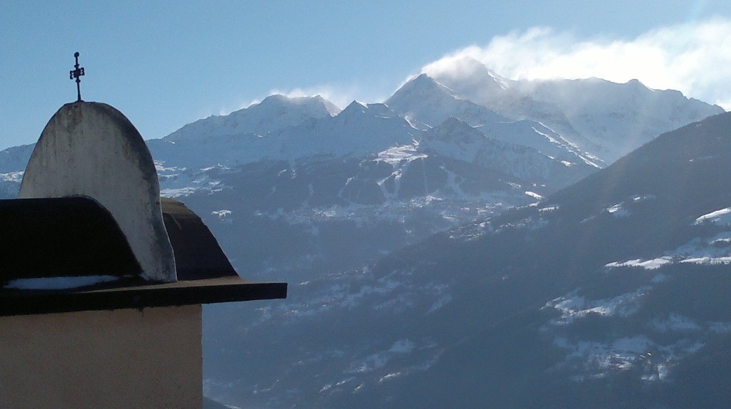 Le Mont Pourri "fumant" depuis l'Oratoire de Granier