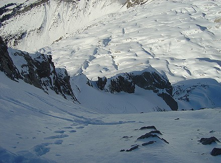 Au sommet de la rampe : La descente va être un peu pénible (petite couche de glace)