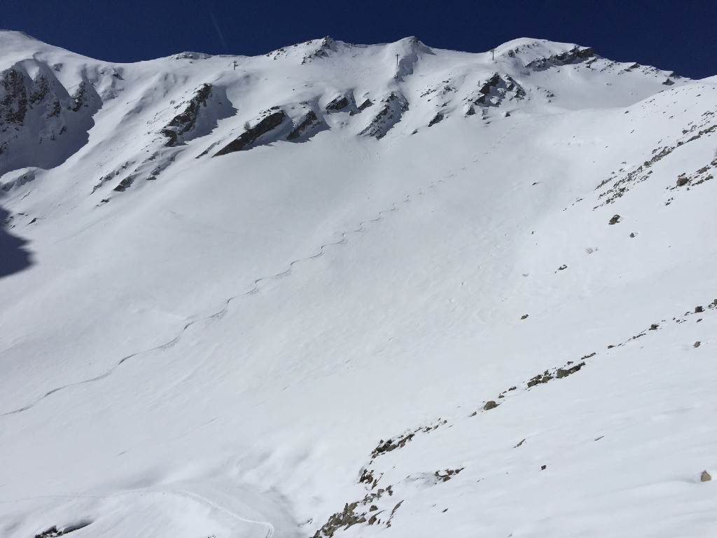 Vue sur la première trace pendant la 2° montée