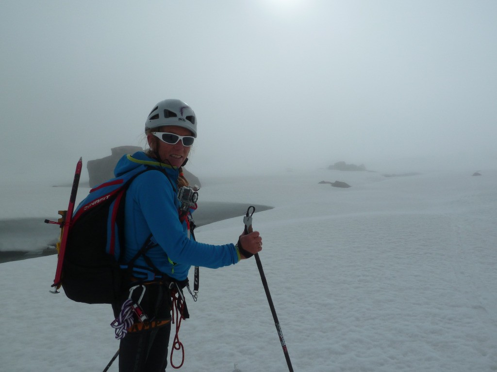 Brouillard ! Karine au plan des Evettes. 