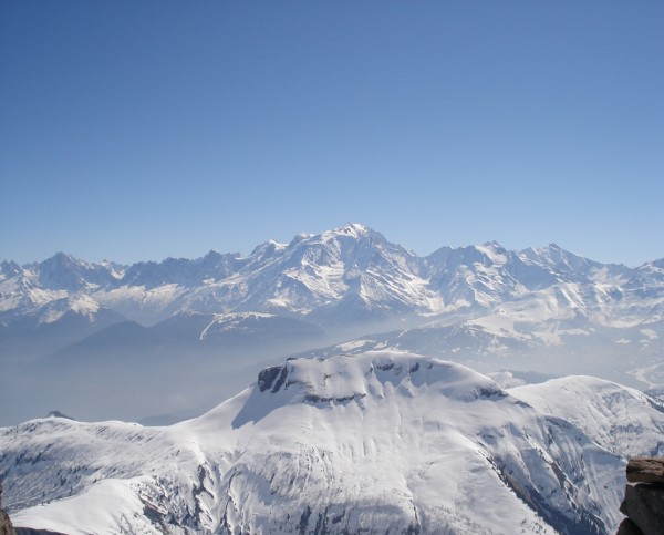 Mont Blanc : Le Mont Blanc et au premier plan Croise Baulet.
