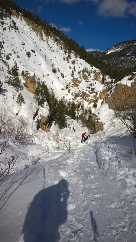 Sortie de l'étroiture du ravin des Rouilles