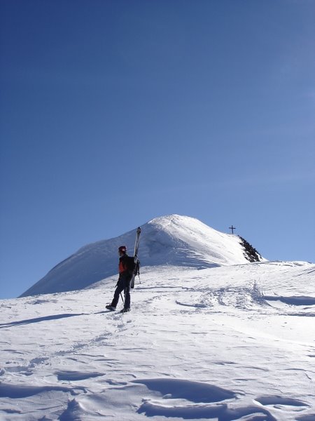 Sommet du Balmhorn : Vincent à la sortie de la face S sous le sommet