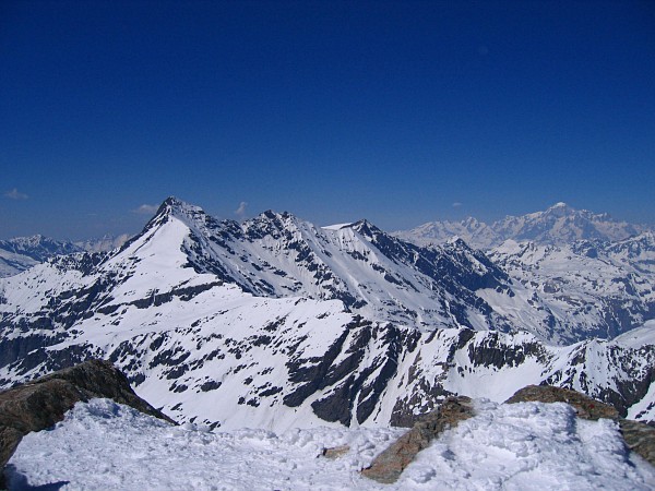Grande Sassière et Mont Blanc : Vue au Nord depuis le sommet de la Tsanteleina.