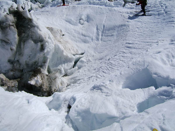 Mt Blanc : Le passage délicat de la jonction.