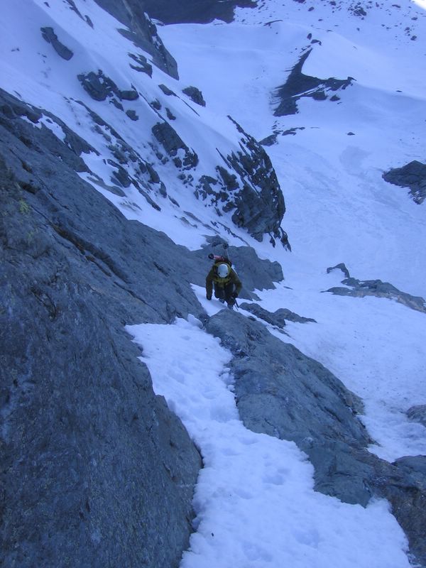 Grand Bec : Le passage craignos dans la montée de la Face NW...