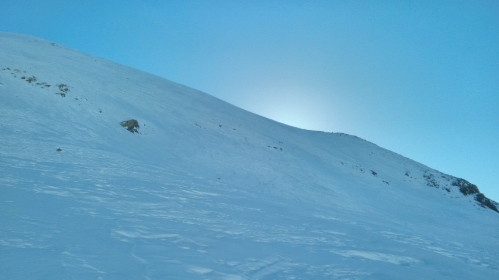 La pente sous la Cime de la Charvie est soufflée et gelée, béton!