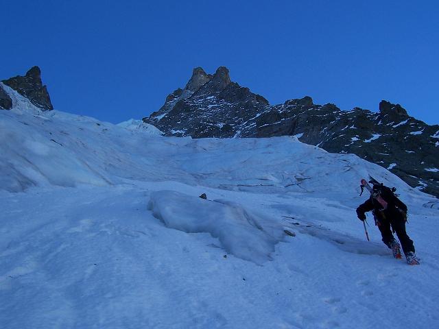 Début : Premier passage en glace: traversée du mur à gauche