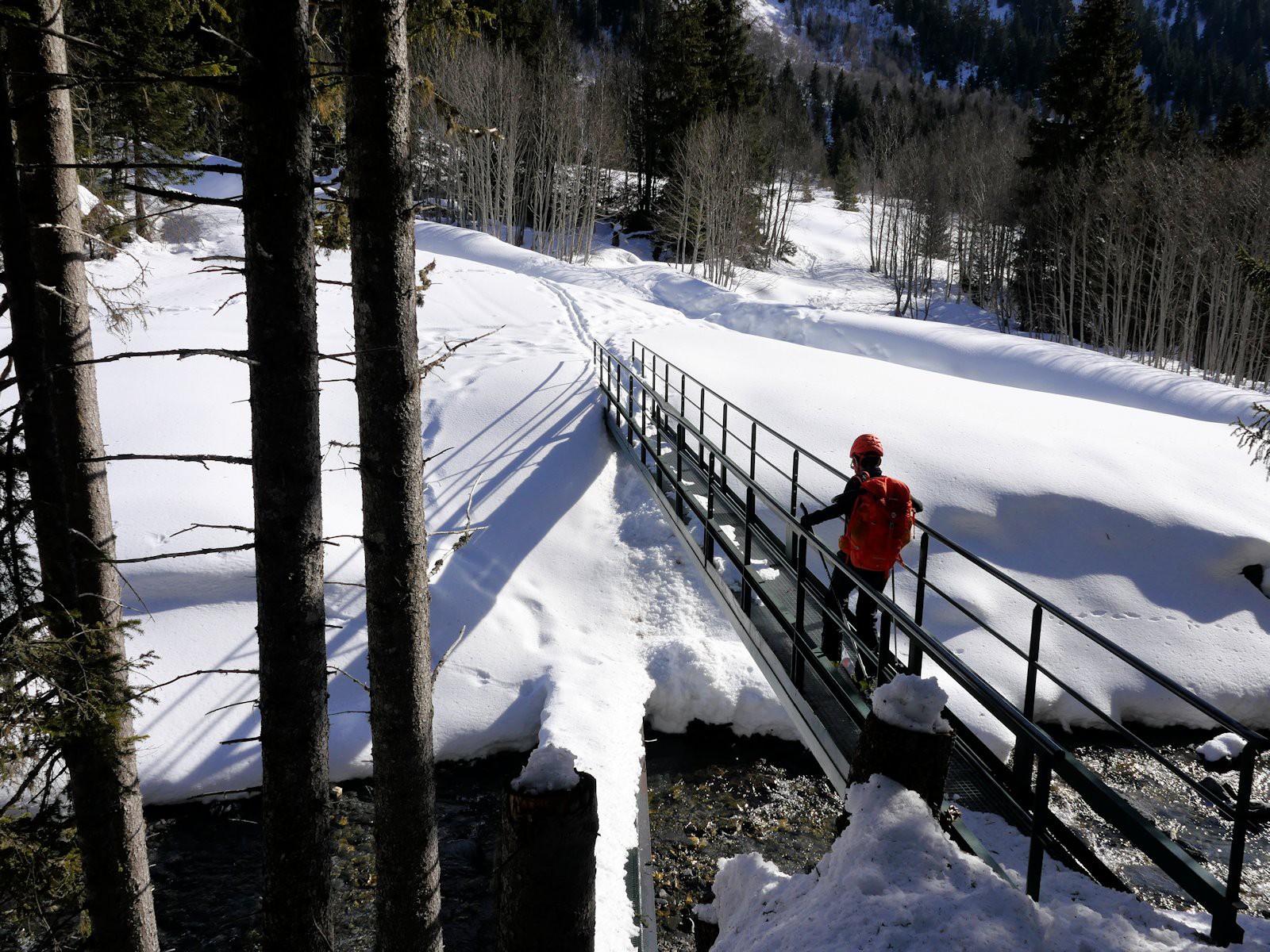 La passerelle enjambant le Torrent de Glaize.
