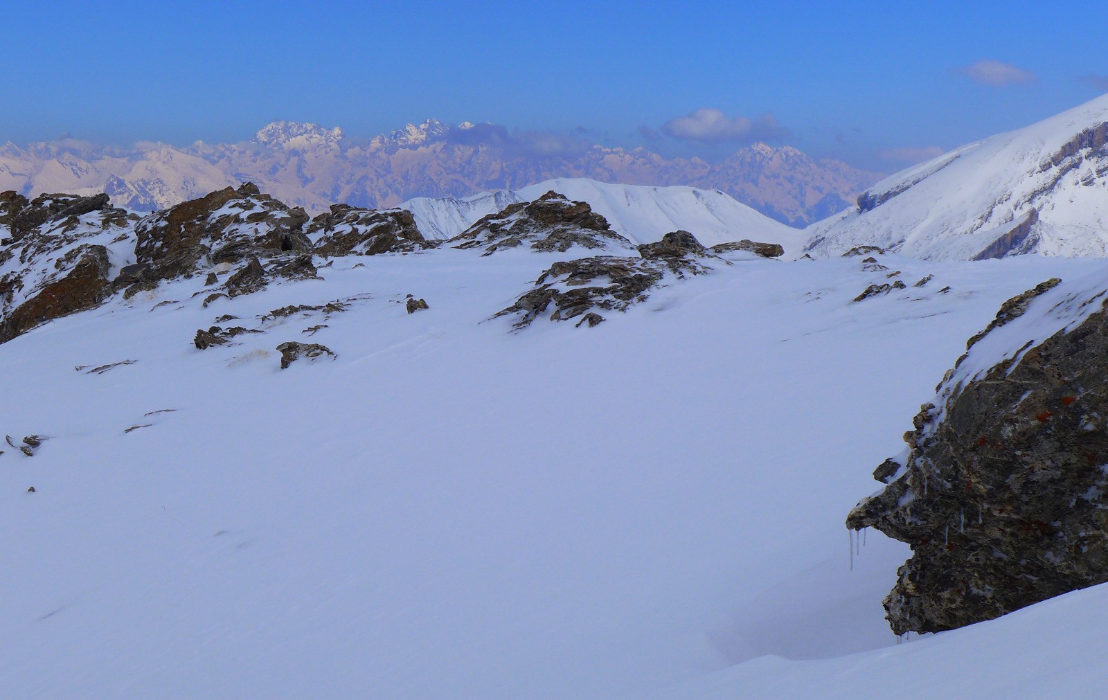 Sur l'arête SW: les Écrins.