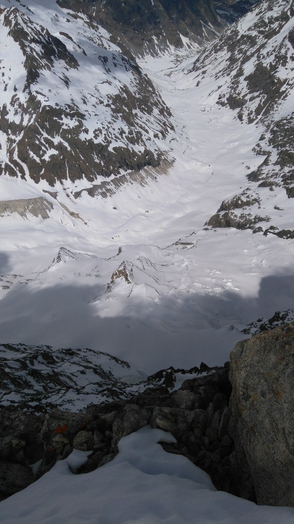 Vue côté romanche sur le glacier de la plate des Agneaux depuis Roche Faurio 