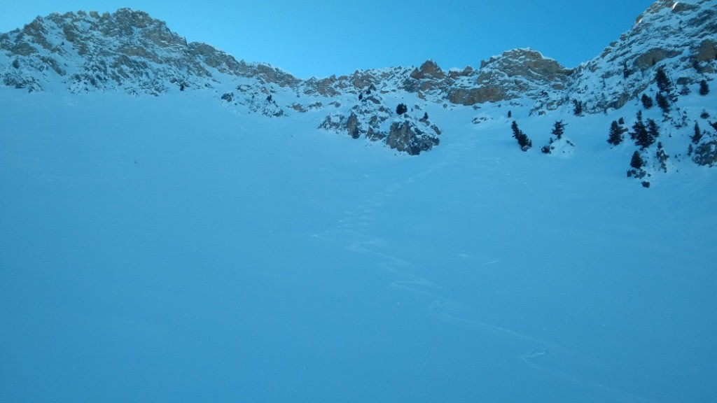 Bonne neige, à la descente de la Crête des Granges.