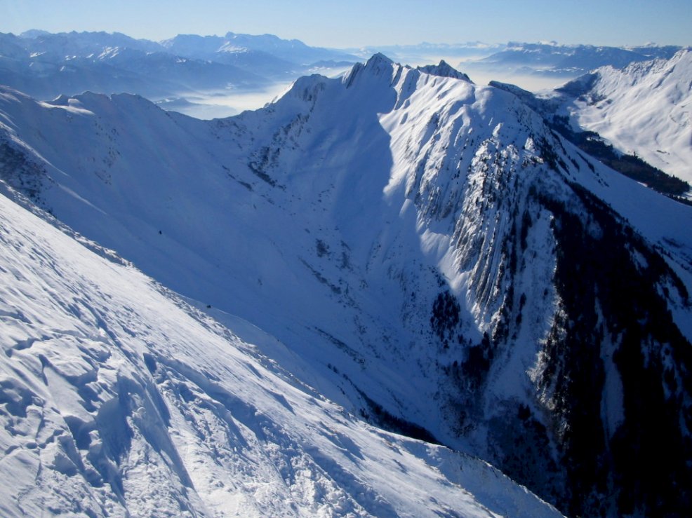 la pointe des Arlicots : vue depuis le départ du couloir ouest