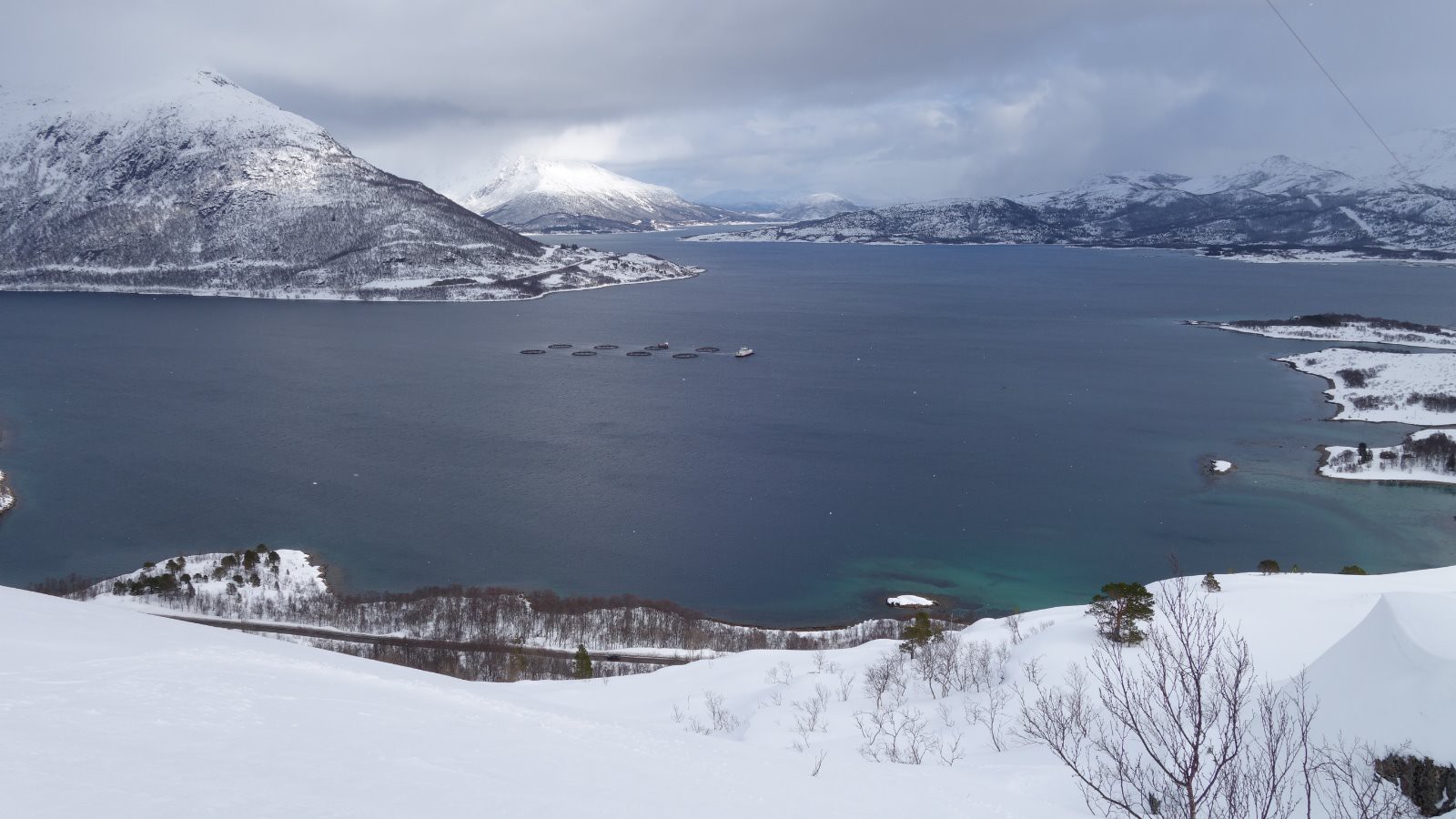 Le fjord et sa ferme aquacole