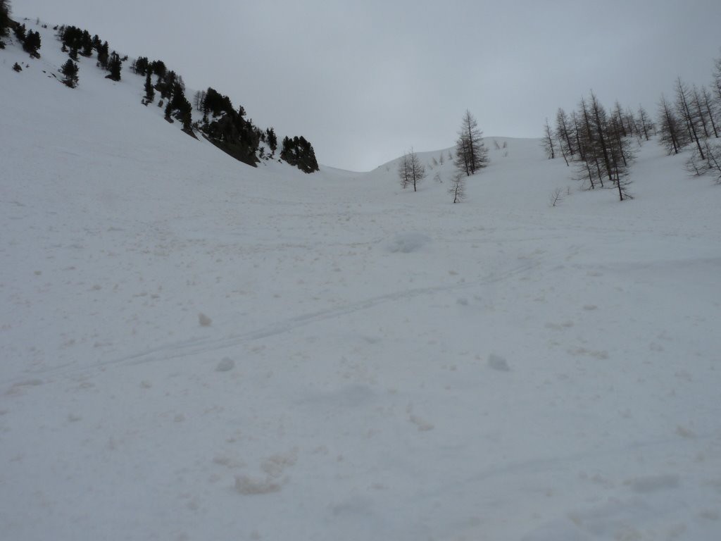 Le haut du petit couloir agréable à skier.