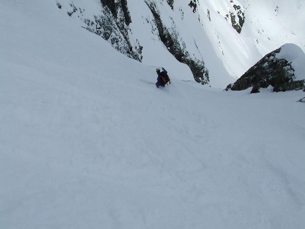 Couloir NE  Cornes de Loriaz : Serge dans le couloir NE des Cornes de Loriaz
