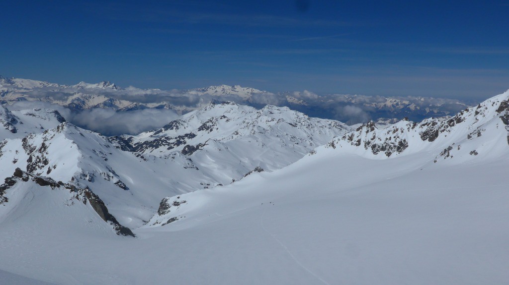 Vue du col de Gébroulaz en direction du glacier de Chavière