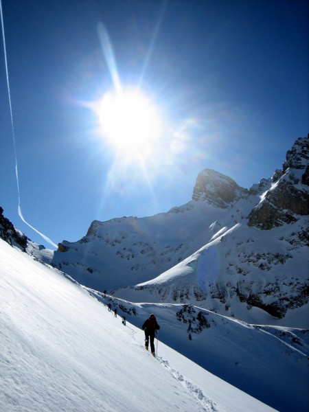 Combe des Nants : La traversée sous la Tête de la Forclaz pour rejoindre le haut de la combe des Nants.