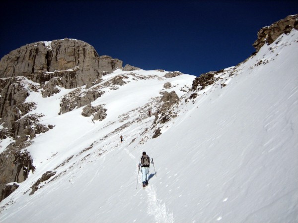 Combe des Nants : L'arrivée au petit col contre la Pointe de la Forclaz