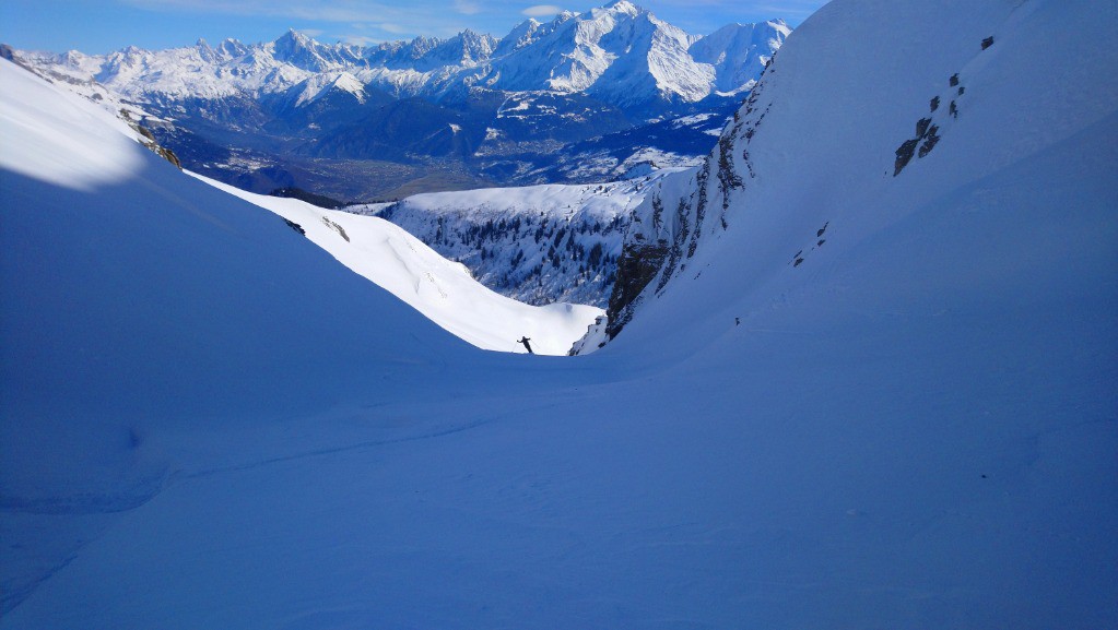 Descente face au Mont Blanc