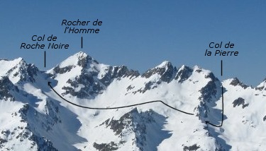 Rocher de l'Homme, Tour par le col de la Pierre : Itinéraire "Versant E"