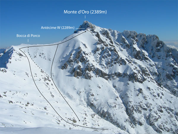 L'itinéraire du Monte d'Oro (décrit en variante)