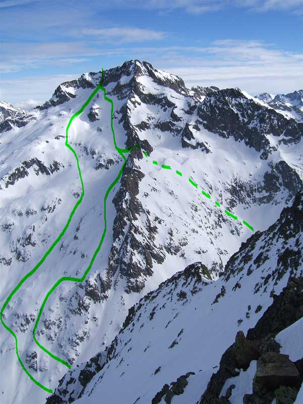 Passages possibles pour rejoindre le Val Gesso qui remonte au Col de Fenestre.