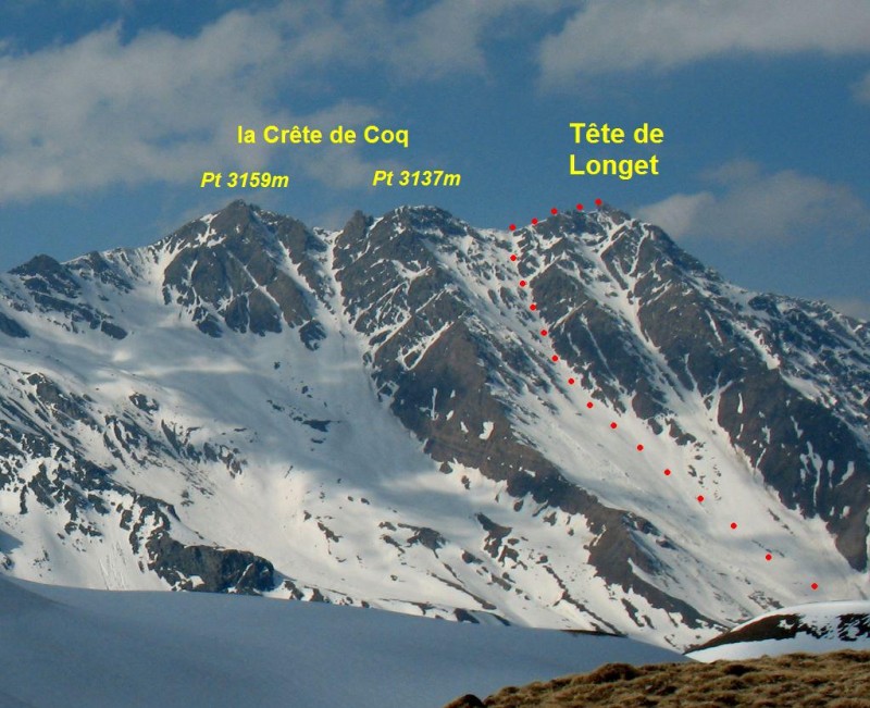 Tête de Longet, versant N-NE, depuis le col de Chamoussière