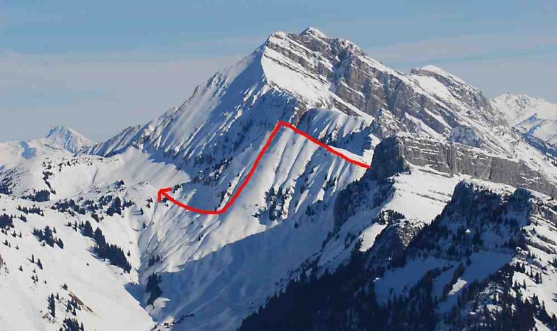 L'aiguille Verte depuis le Mont Lachet du Chinaillon avec le Jallouvre derrière.