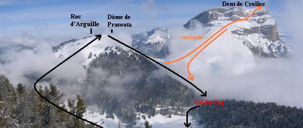 Pravouta, Roc d'Arguille et Champ de la Dent de Crolles vus depuis le Bec Charvet