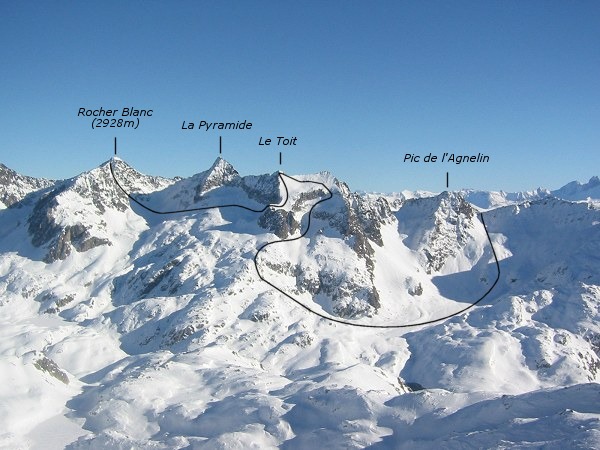 La partie "Ouest" de l'itinéraire : Rocher Blanc > Col de l'Agnelin