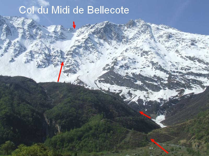 Col du Midi de Bellecote,depuis les Lanches