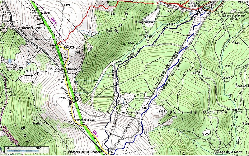 itinéraire par chapouilloux et Mont Procher.