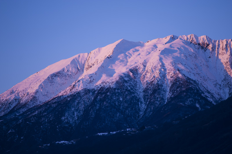 Le Gridone (2188 m) vu depuis Ascona, le 12 janvier 2014.