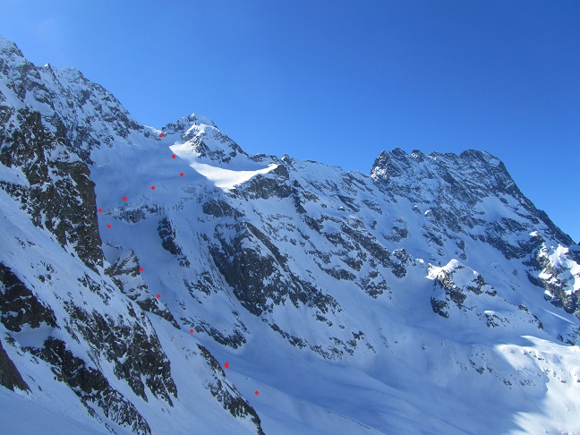 Col de Verdonne versant N et Glacier de Chabournéou, mars 2014