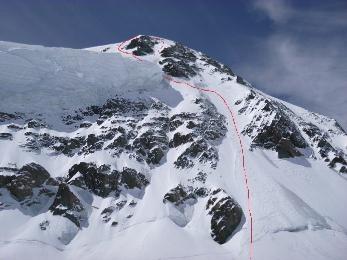 Detail des 400m de la partie haute depuis Triftjiplateau a 3750m (photo du 25 Mai 2016)