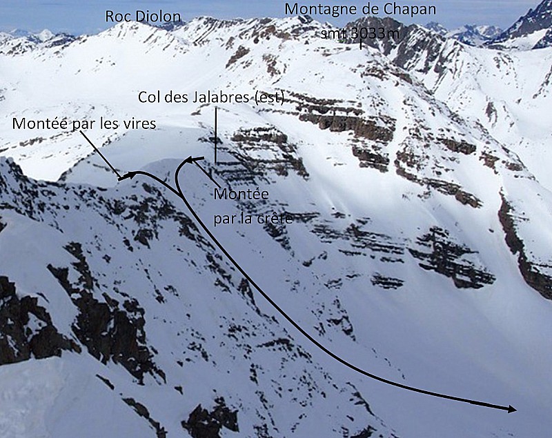 Passage NE vu du sommet du Grand Pinier (extrait de photo domi05)