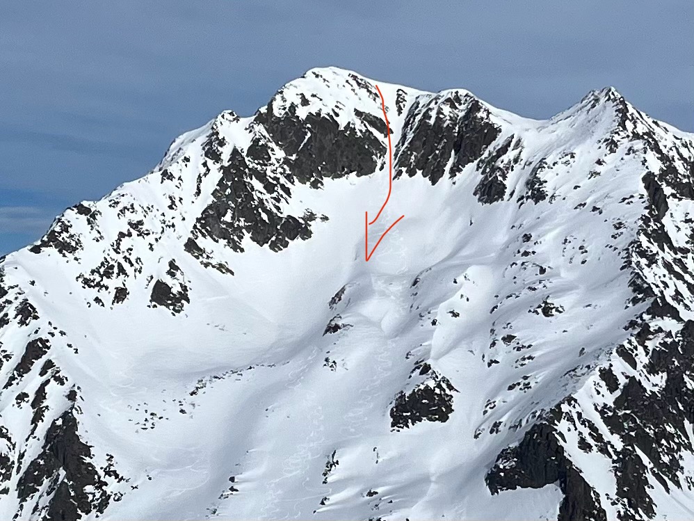 Photo du couloir S et d'un itinéraire bis possible rive G. 