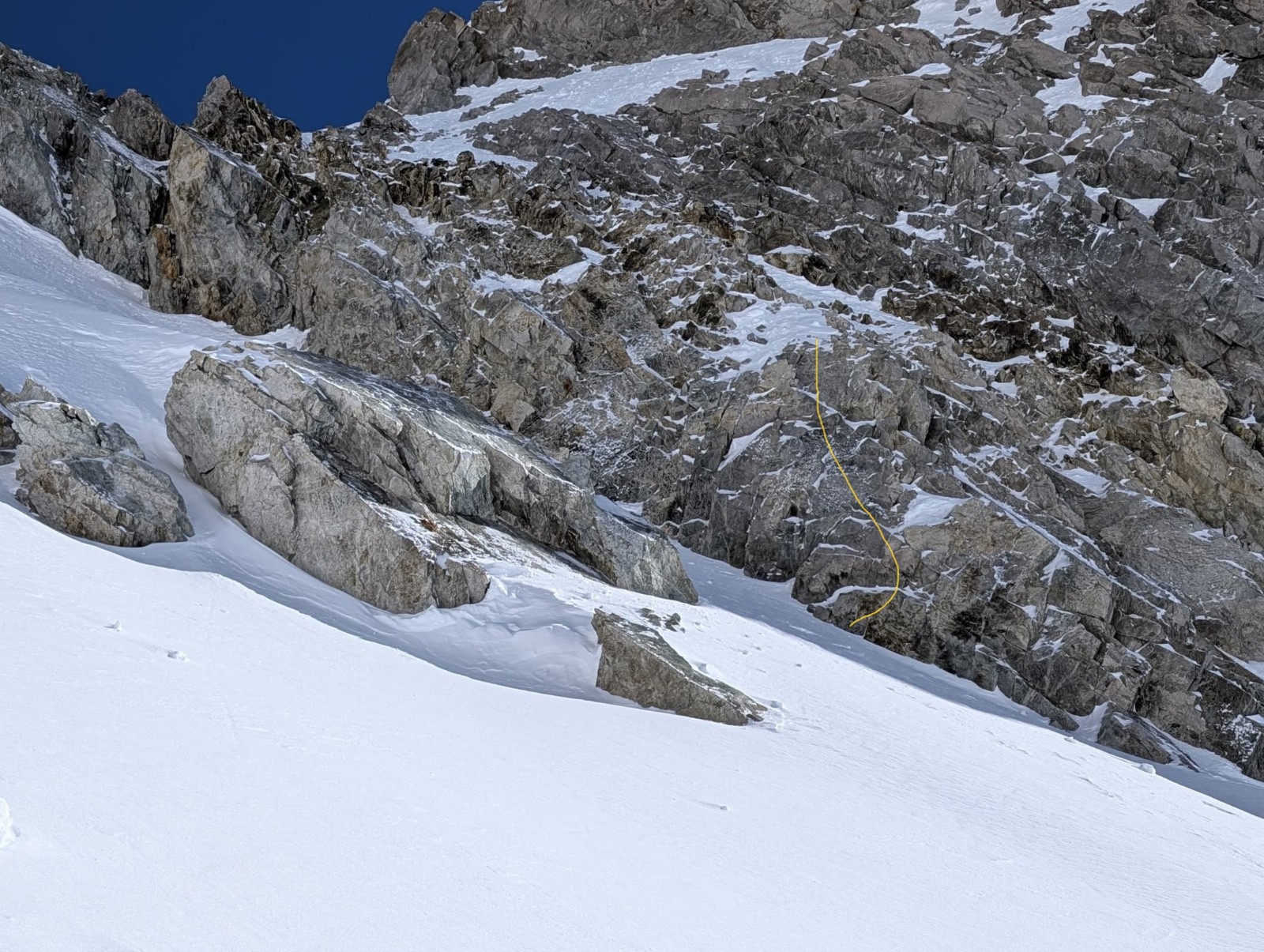Mixte au Col du Glacier Noir - Notre passage (en jaune), serait plus simple à sa gauche ?