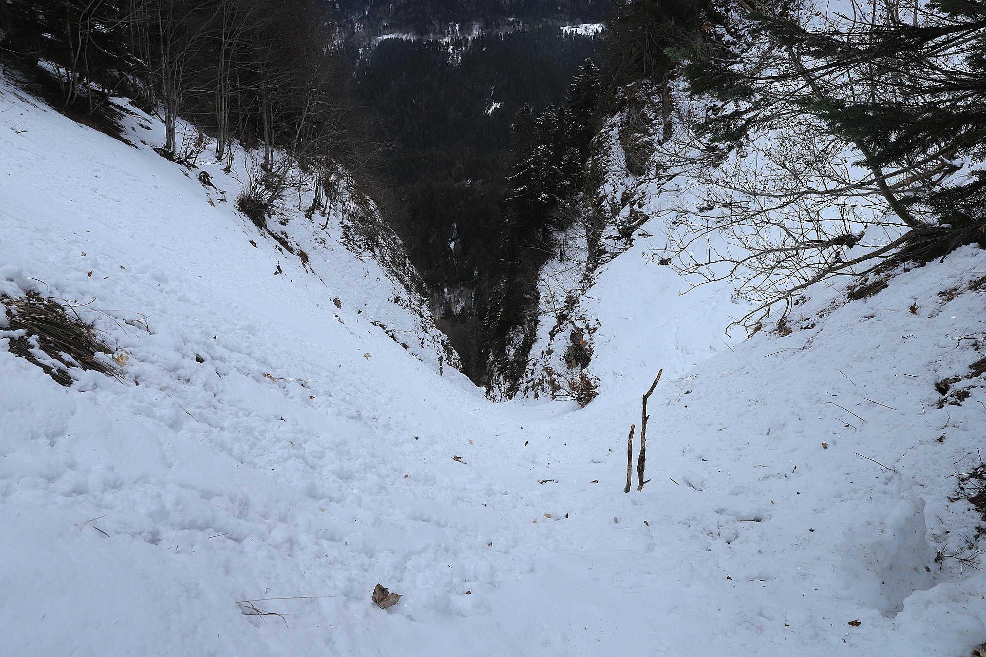 Variante 1 : la ravine que l'on peut descendre